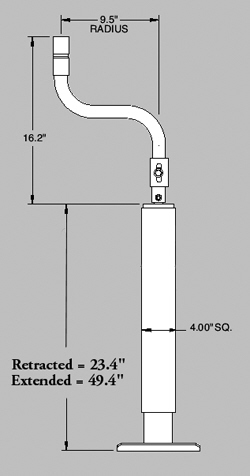 Drop Leg Jack - Bulldog,  B-DOG DROP FOOT JACK ONLY STD 10K. 182415 PAINTED GREY