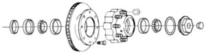 10-12K DISC OIL HUB KIT 8-214-6 BRGS/SEAL/CAP/NUTS