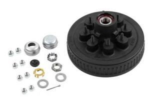 Dexter® Complete Pre-Greased Hub-Drum Assembly, Retail Boxed, #42 Spindle, E-Z Lube® or Grease Lube, Lube, 5.2K-7K Capacity Per Pair, 8 on 6.5" Bolt Pattern, 1/2" Studs, Pregreased