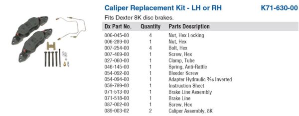 Rep’l Caliper, w/caliper bolts (1 wheel) 8K CALIPER# 89-3