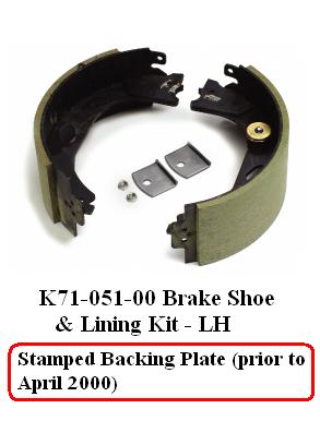 10K HD LH Shoe & Lining Kit 71-51 Stamped Backing Plate