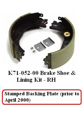 10K HD RH Shoe & Lining Kit 71-52 Stamped Backing Plate